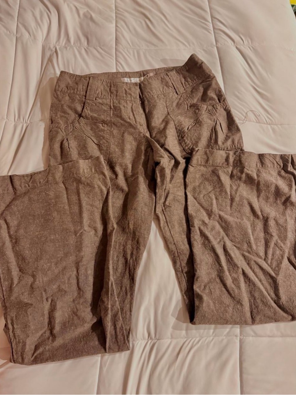 Vintage Dynamite Brown Wide-Leg Linen Blend Pants